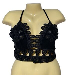 Honey Punch‎ Floral Crochet Bralette Med Crisscross Back Bohemian-Inspired